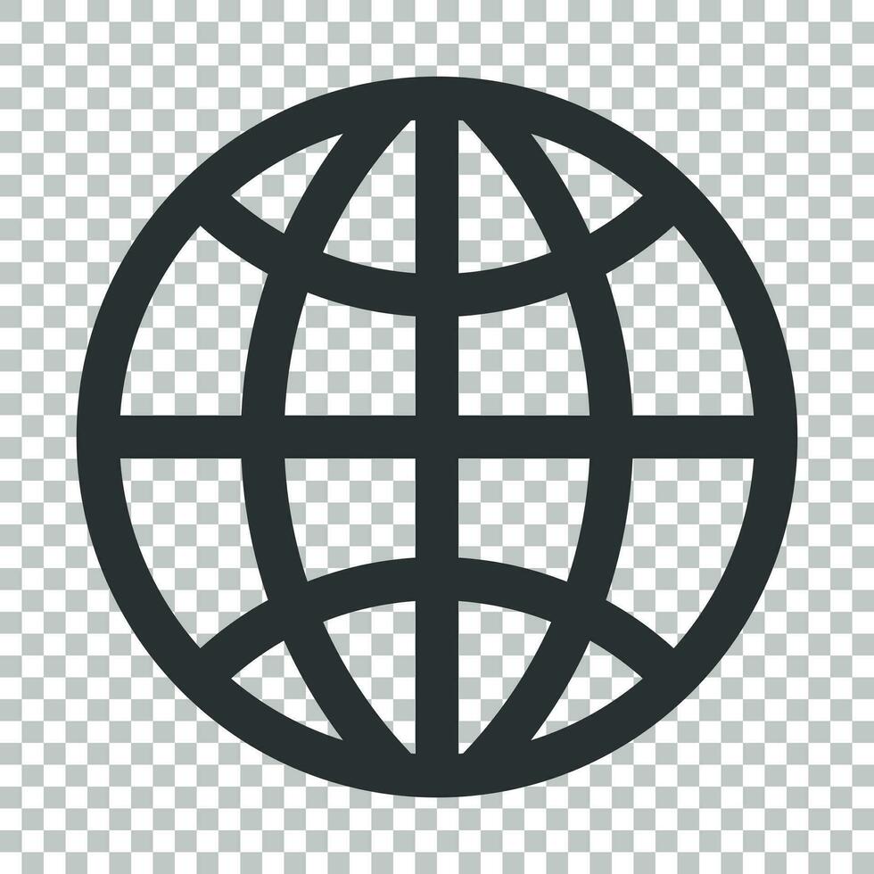 Earth planet icon in flat style. Globe geographic vector illustration on isolated background. Global communication business concept.