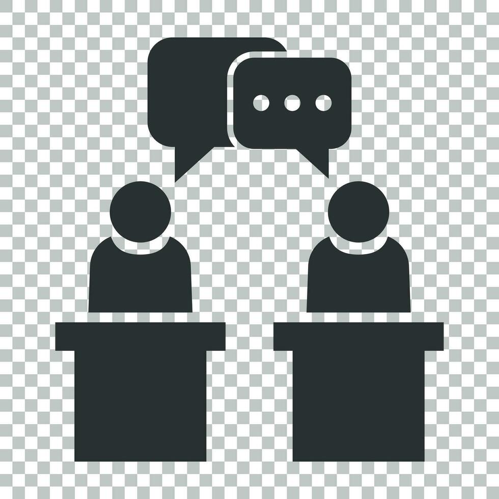 Politic debate icon in flat style. Presidential debates vector illustration on isolated background. Businessman discussion business concept.