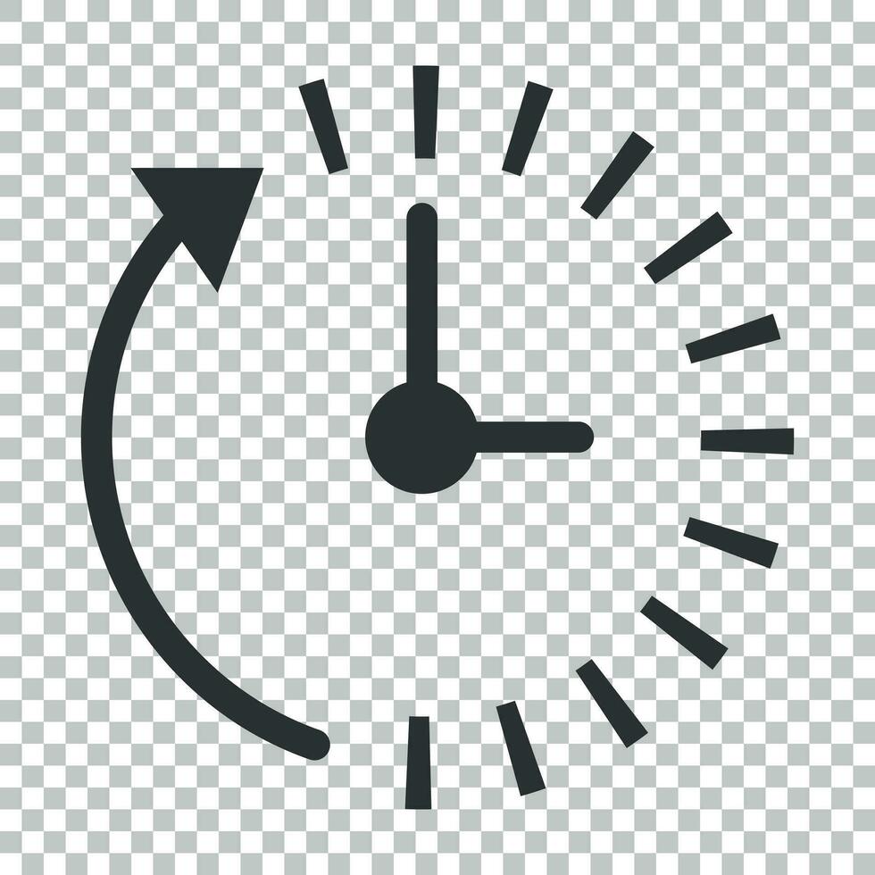 Clock countdown icon in flat style. Time chronometer vector illustration on isolated background. Clock business concept.