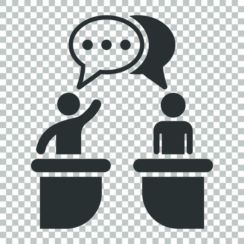 Politic debate icon in flat style. Presidential debates vector illustration on isolated background. Businessman discussion business concept.