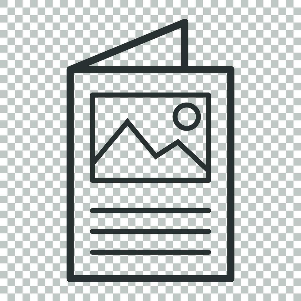 Flyer leaflet icon in flat style. Brochure sheet vector illustration on isolated background. Booklet flyer business concept.