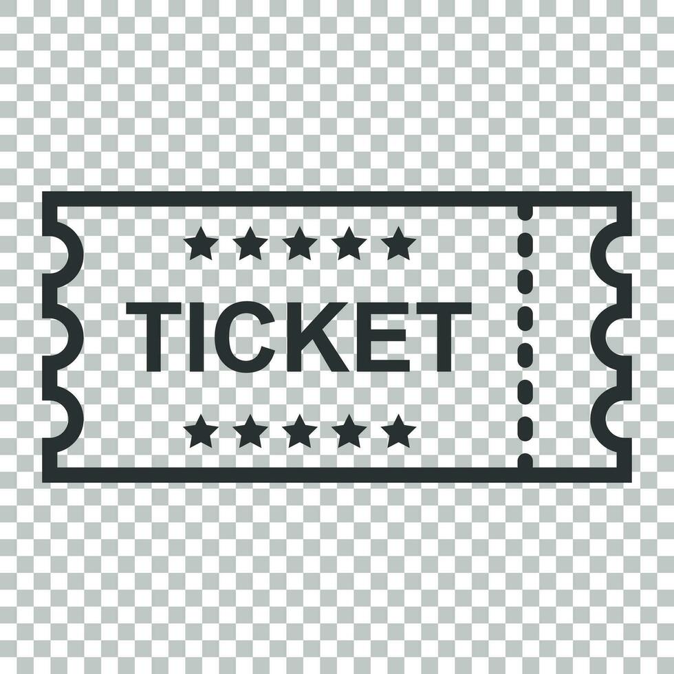 Cinema ticket icon in flat style. Admit one coupon entrance vector illustration on isolated background. Ticket business concept.