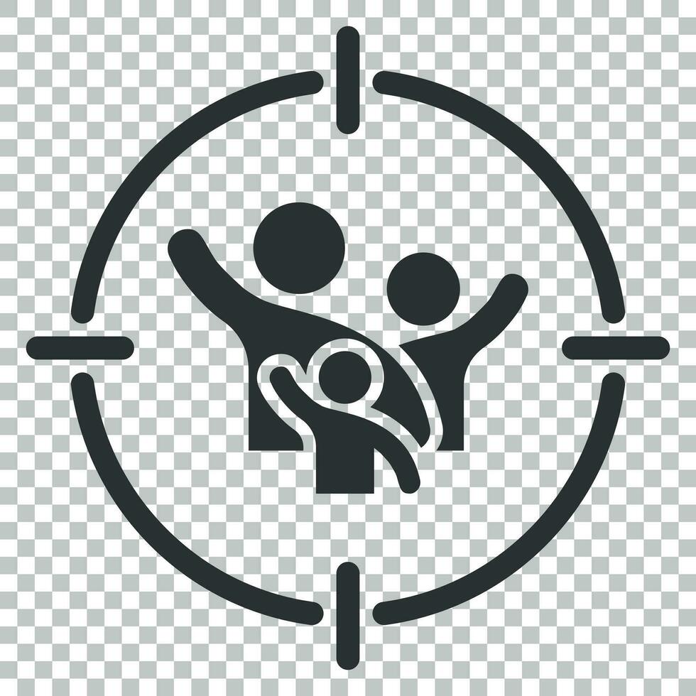 Target audience icon in flat style. Focus on people vector illustration on isolated background. Human resources business concept.