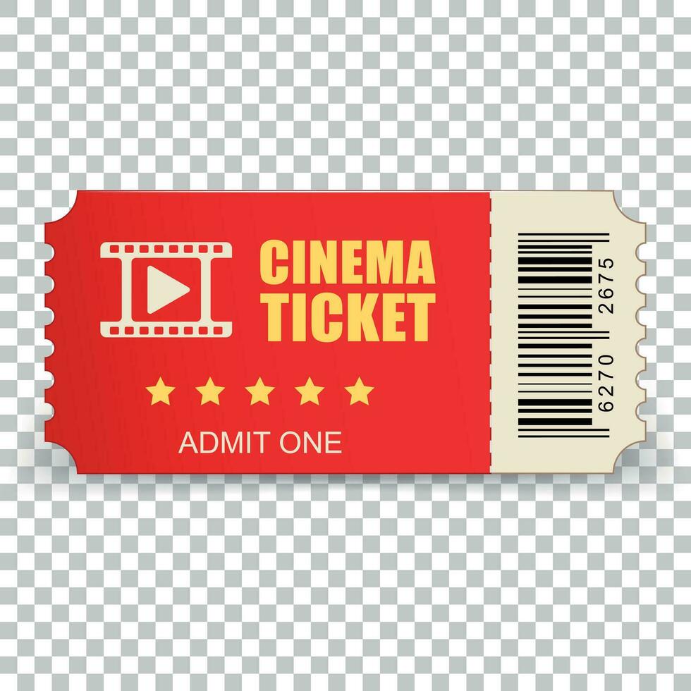 Realistic cinema ticket icon in flat style. Admit one coupon entrance vector illustration on isolated background. 3d ticket business concept.