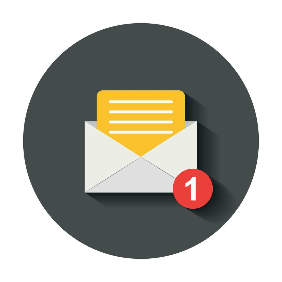 Mail envelope icon in flat style. Email message vector illustration with long shadow. Mailbox e-mail business concept.