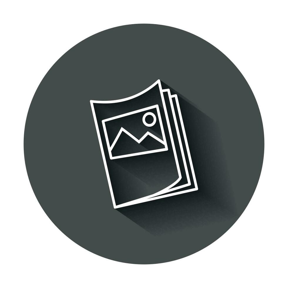 Flyer leaflet icon in flat style. Brochure sheet vector illustration with long shadow. Booklet flyer business concept.