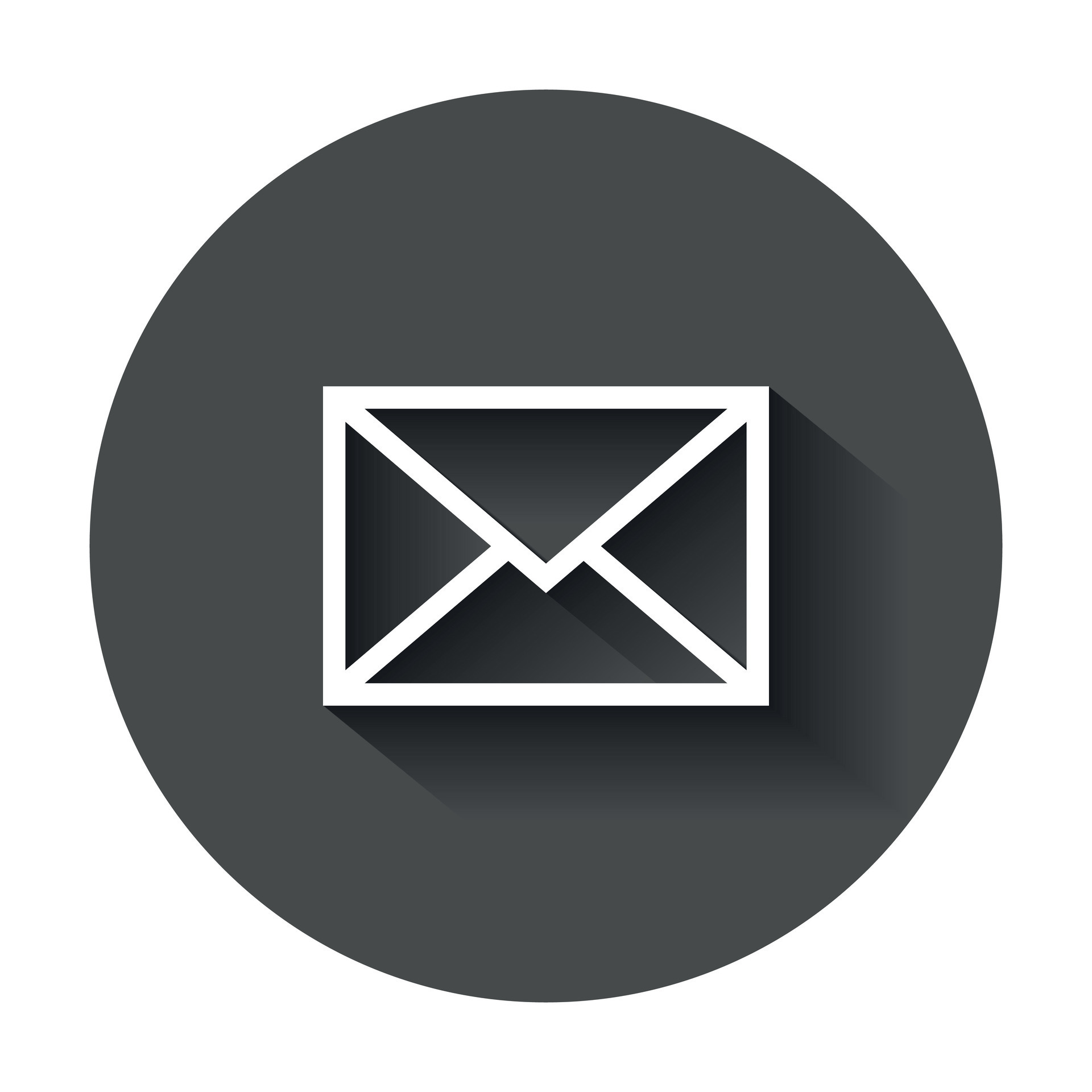 Mail envelope icon in flat style. Email message vector illustration with long shadow. Mailbox e