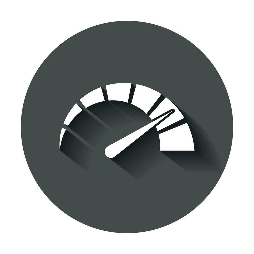 Meter dashboard icon in flat style. Credit score indicator level vector illustration with long shadow. Gauges with measure scale business concept.