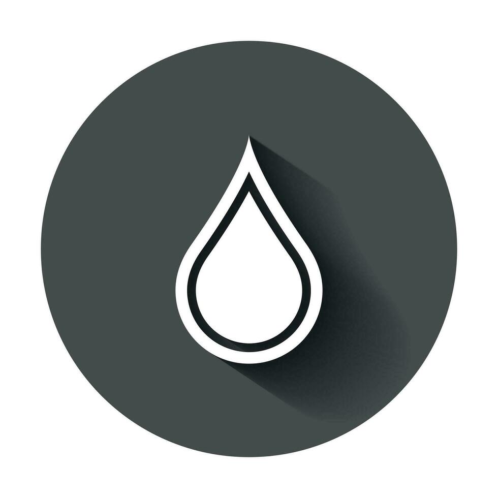 Water drop icon in flat style. Raindrop vector illustration with long shadow. Droplet water blob business concept.