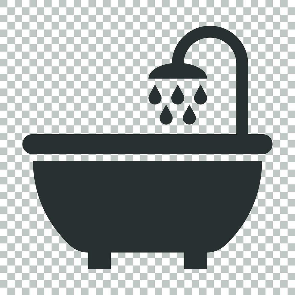 bañera ducha icono en plano estilo. baño higiene vector ilustración en aislado antecedentes. bañera spa negocio concepto.