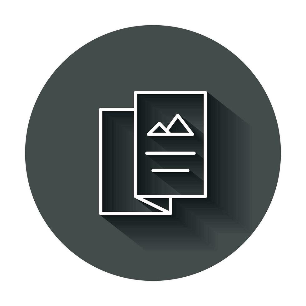 Flyer leaflet icon in flat style. Brochure sheet vector illustration with long shadow. Booklet flyer business concept.