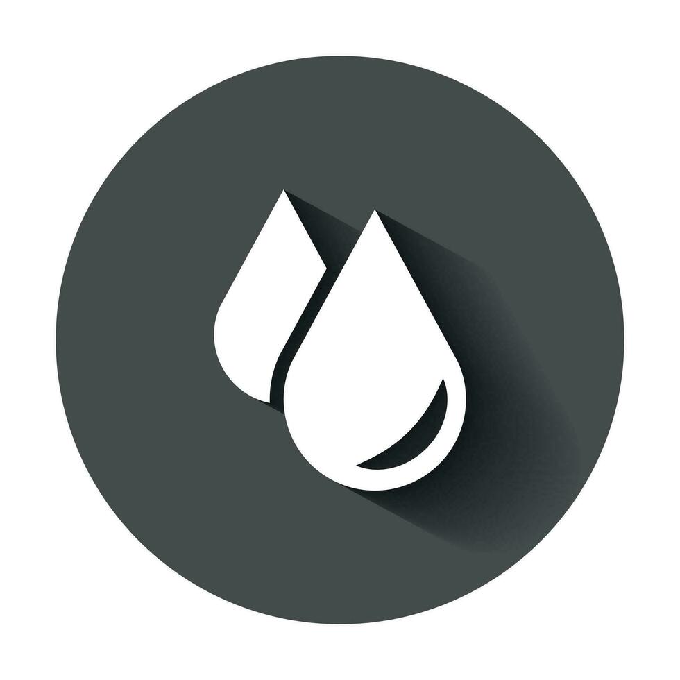 Water drop icon in flat style. Raindrop vector illustration with long shadow. Droplet water blob business concept.