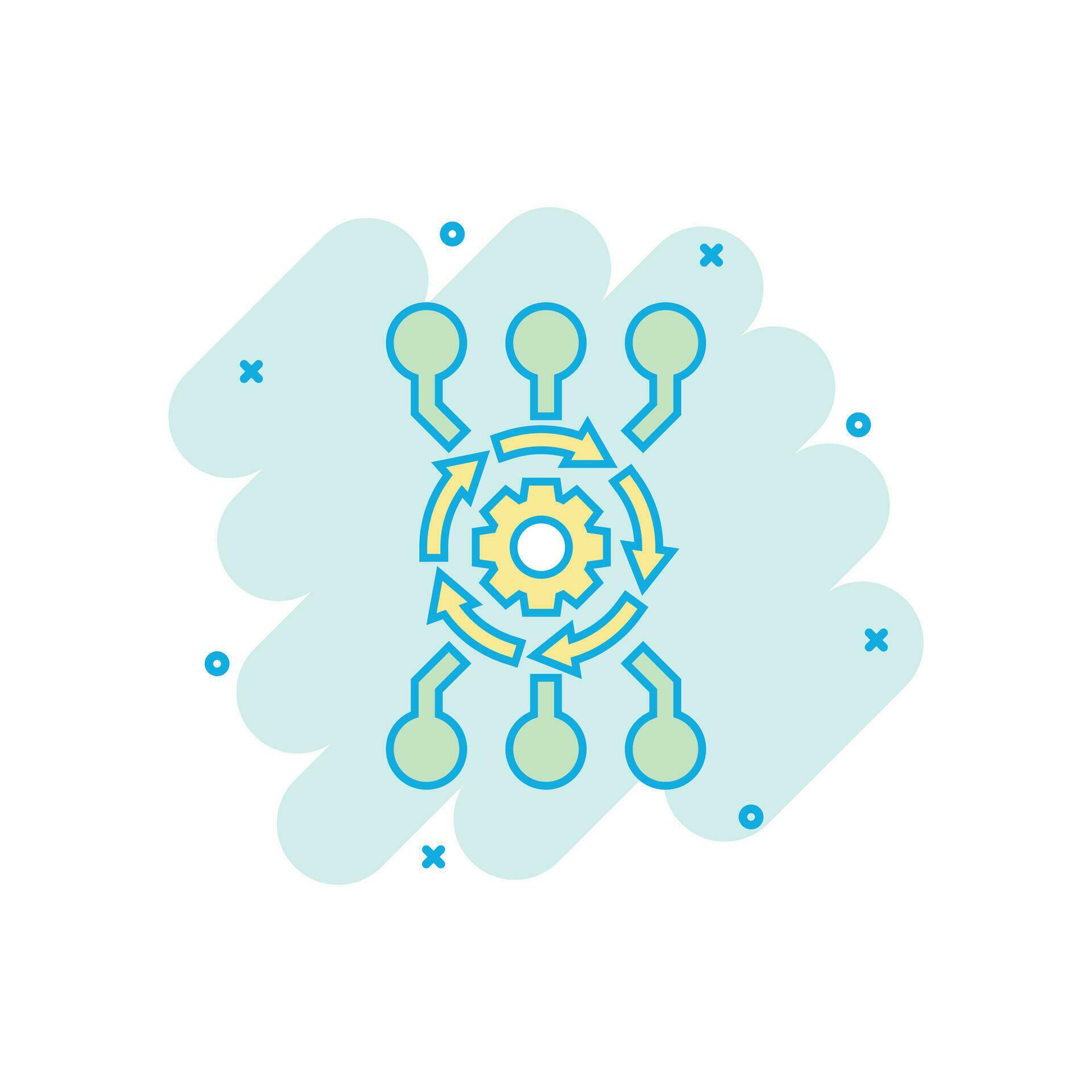 Vector cartoon algorithm api software icon in comic style. Gear with ...