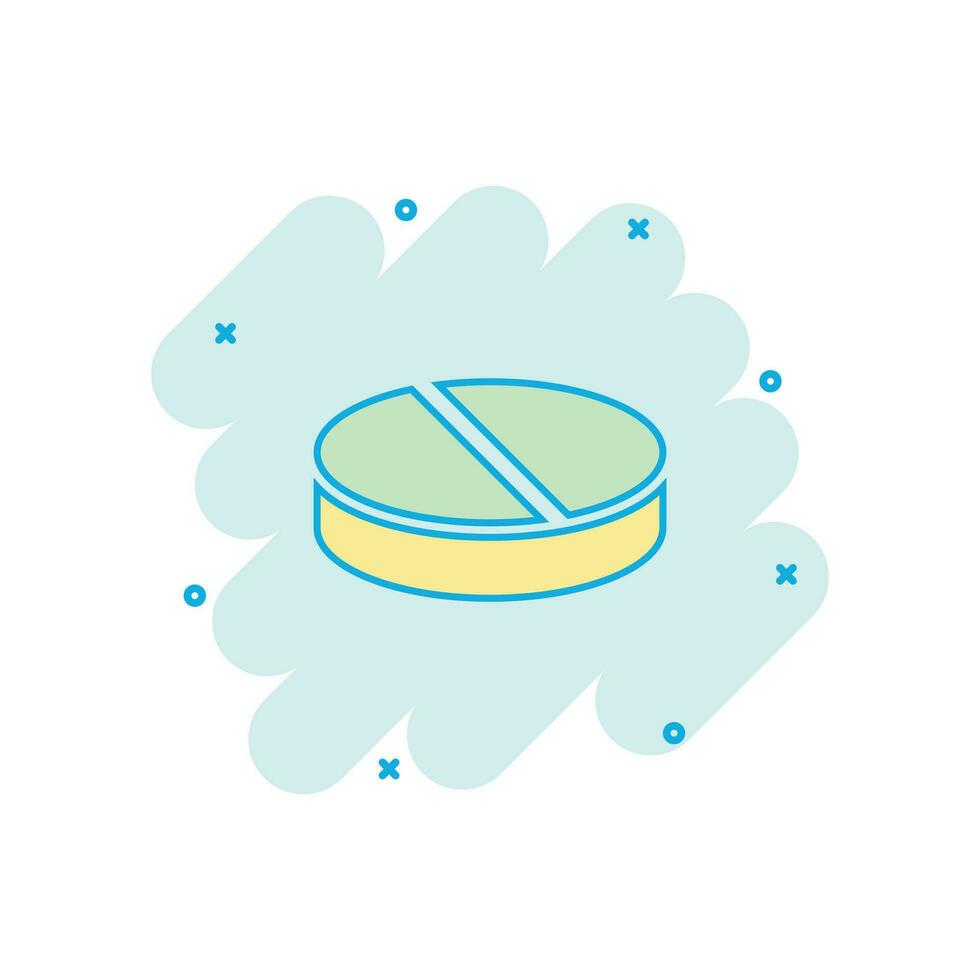 Vector cartoon pill icon in comic style. Tablet concept illustration pictogram. Capsule medical business splash effect concept.