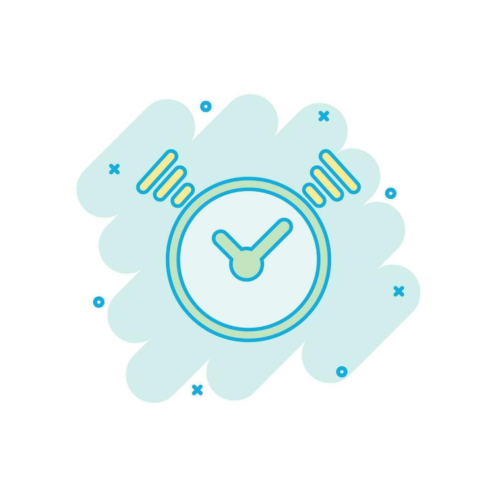 Vector cartoon clock timer icon in comic style. Time alarm concept illustration pictogram. Stopwatch clock business splash effect concept.