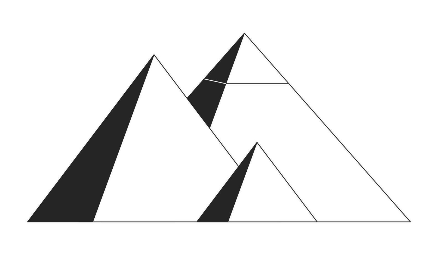 Pyramids in Egypt flat monochrome isolated vector object. Tourist attraction Egypt. Destination. Editable black and white line art drawing. Simple outline spot illustration for web graphic design