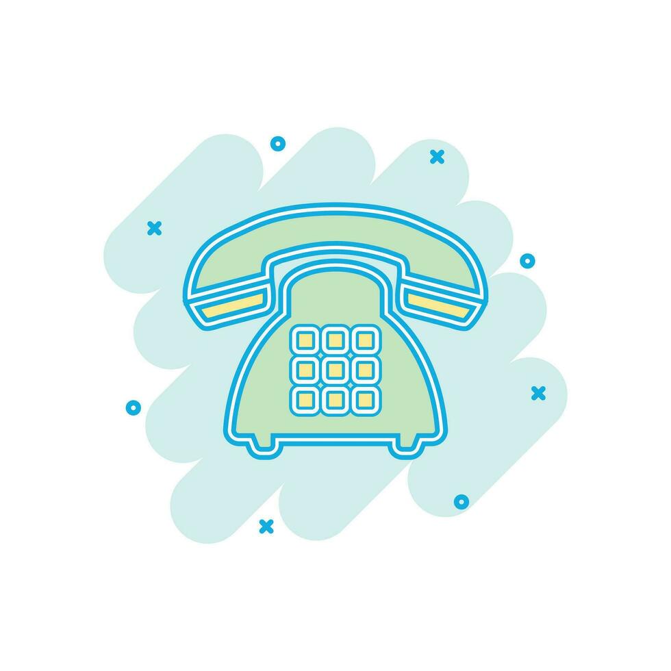 Vector cartoon phone icon in comic style. Telephone sign illustration pictogram. Phone business splash effect concept.