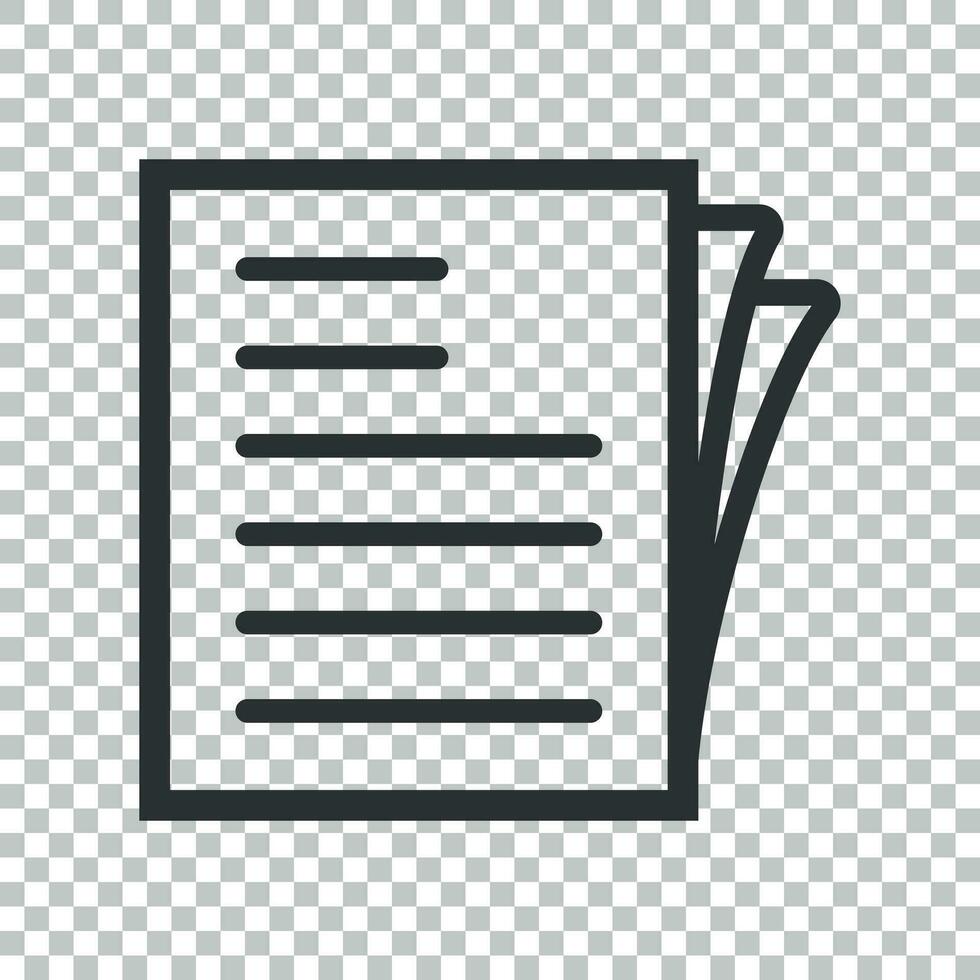 Document note icon in flat style. Paper sheet vector illustration on isolated background. Notepad document business concept.