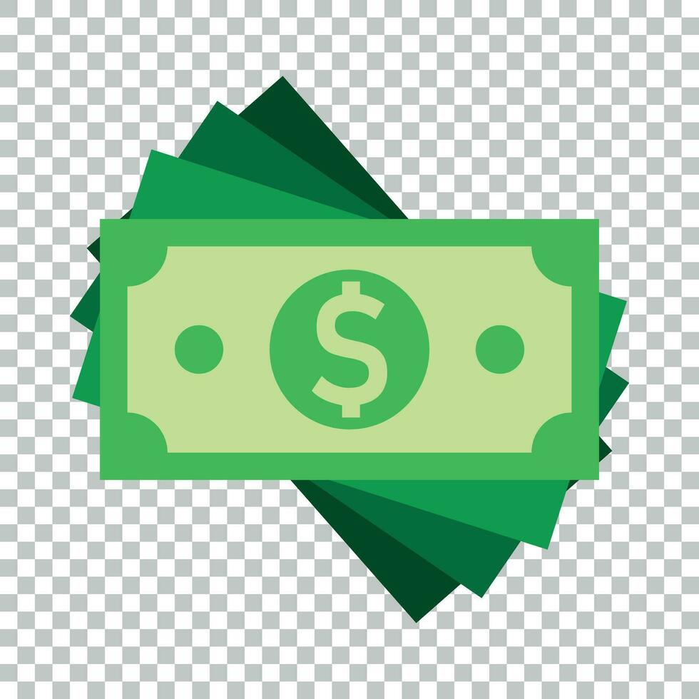 Dollar currency banknote icon in flat style. Dollar cash vector illustration on isolated background. Banknote bill business concept.