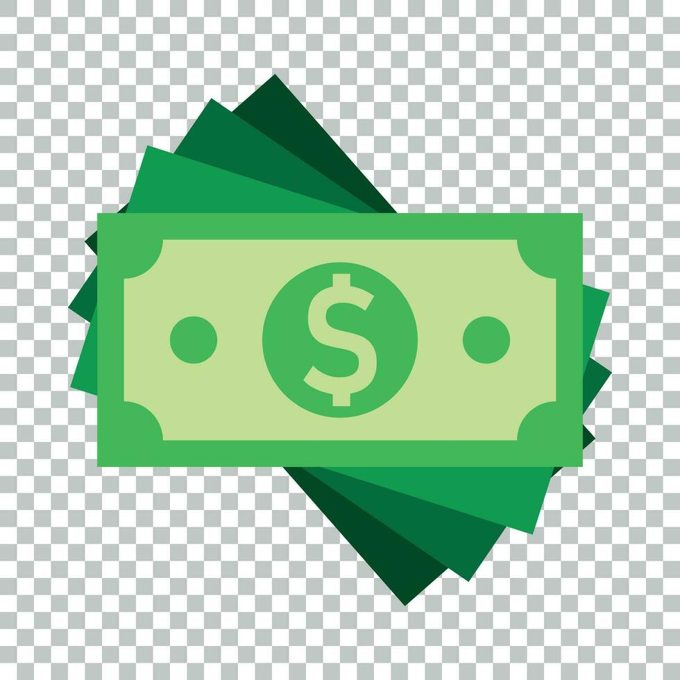 Dollar currency banknote icon in flat style. Dollar cash vector illustration on isolated background. Banknote bill business concept.