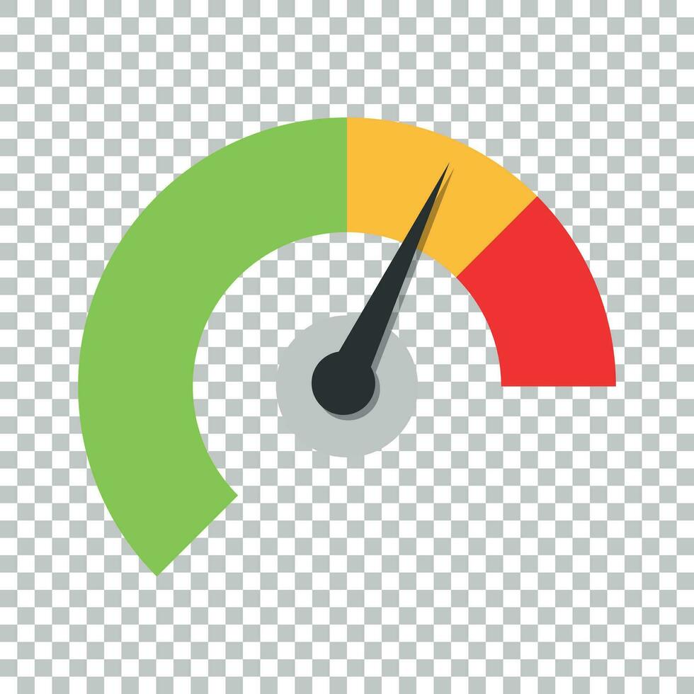 Meter dashboard icon in flat style. Credit score indicator level vector illustration on isolated background. Gauges with measure scale business concept.