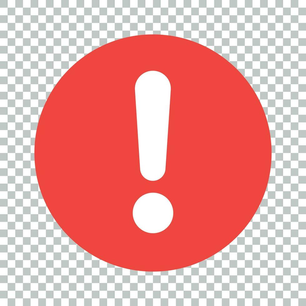 Exclamation mark icon in flat style. Danger alarm vector illustration on isolated background. Caution risk business concept.