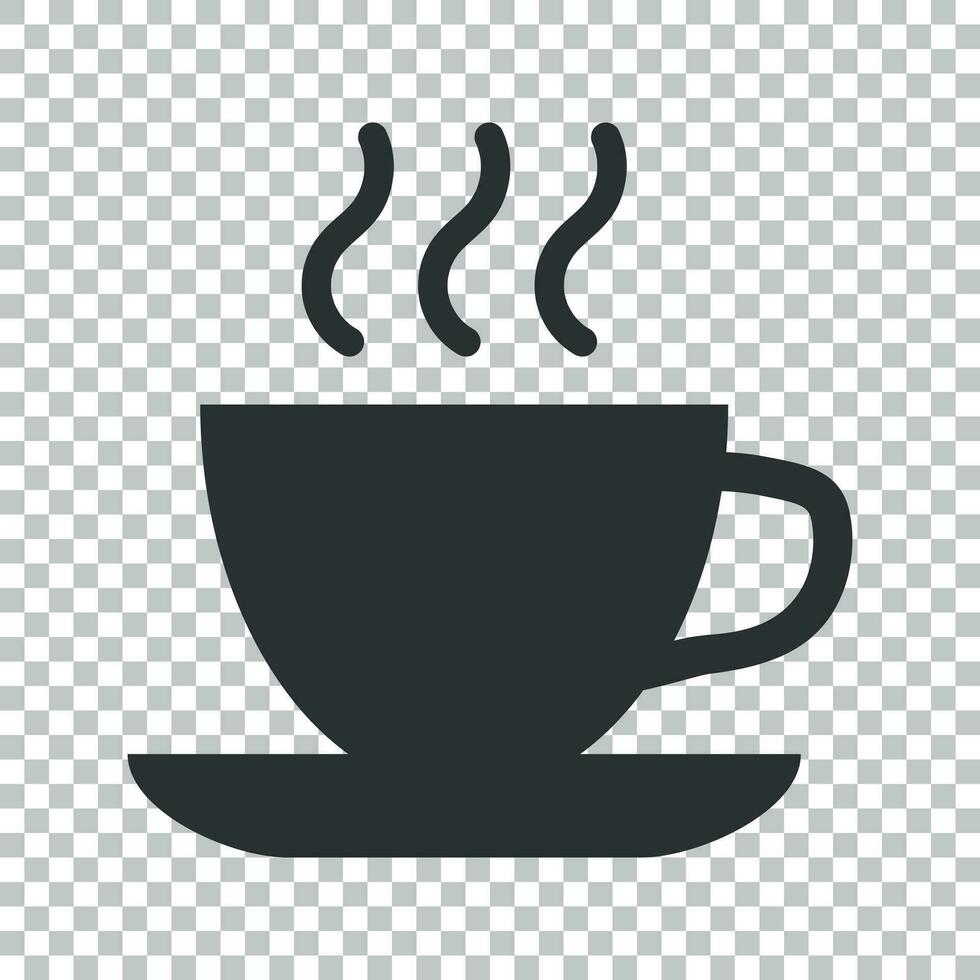 Coffee, tea cup icon in flat style. Coffee mug vector illustration on isolated background. Drink business concept.