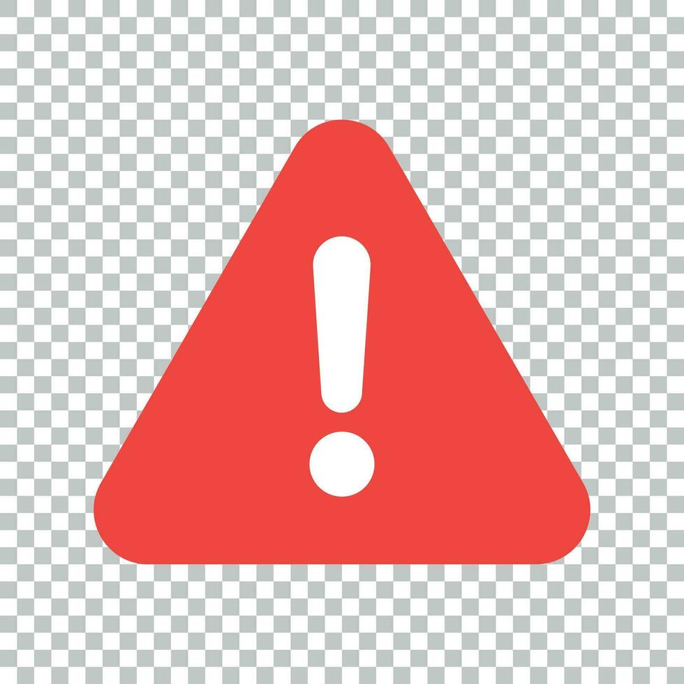 Exclamation mark icon in flat style. Danger alarm vector illustration on isolated background. Caution risk business concept.