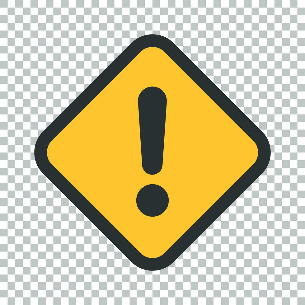 Exclamation mark icon in flat style. Danger alarm vector illustration on isolated background. Caution risk business concept.