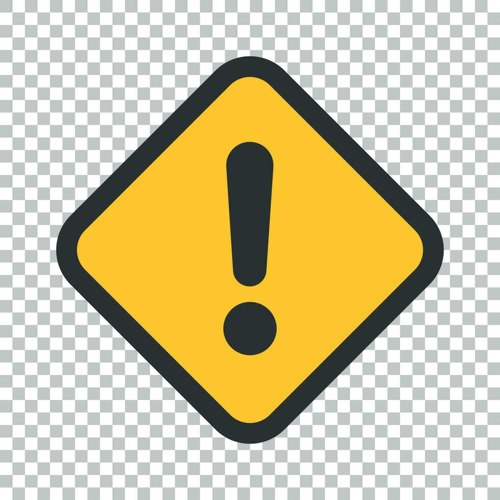 Exclamation mark icon in flat style. Danger alarm vector illustration on isolated background. Caution risk business concept.