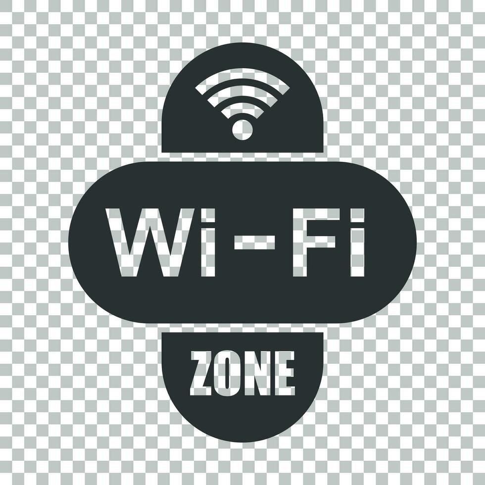 Wifi zone internet sign icon in flat style. Wi-fi wireless technology vector illustration on isolated background. Network wifi zone business concept.