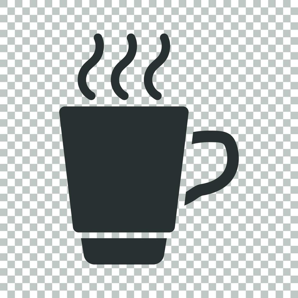 Coffee, tea cup icon in flat style. Coffee mug vector illustration on isolated background. Drink business concept.