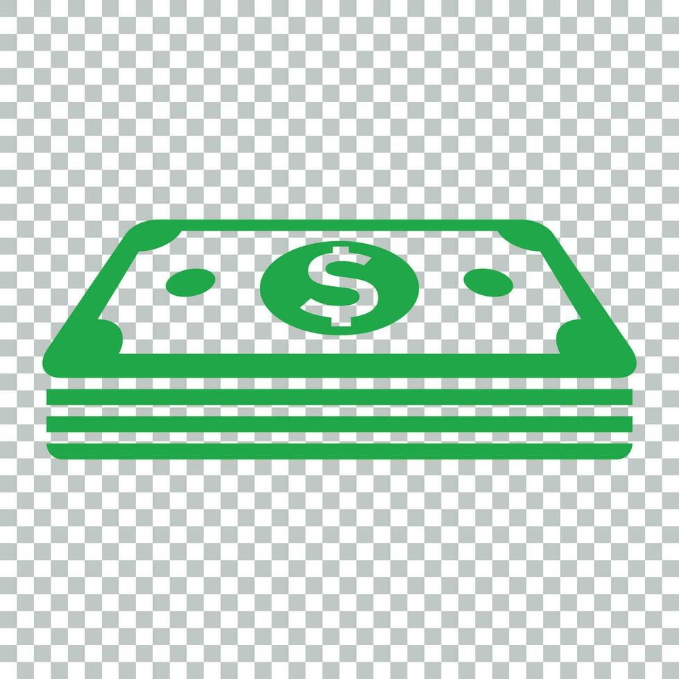 Dollar currency banknote icon in flat style. Dollar cash vector illustration on isolated background. Banknote bill business concept.