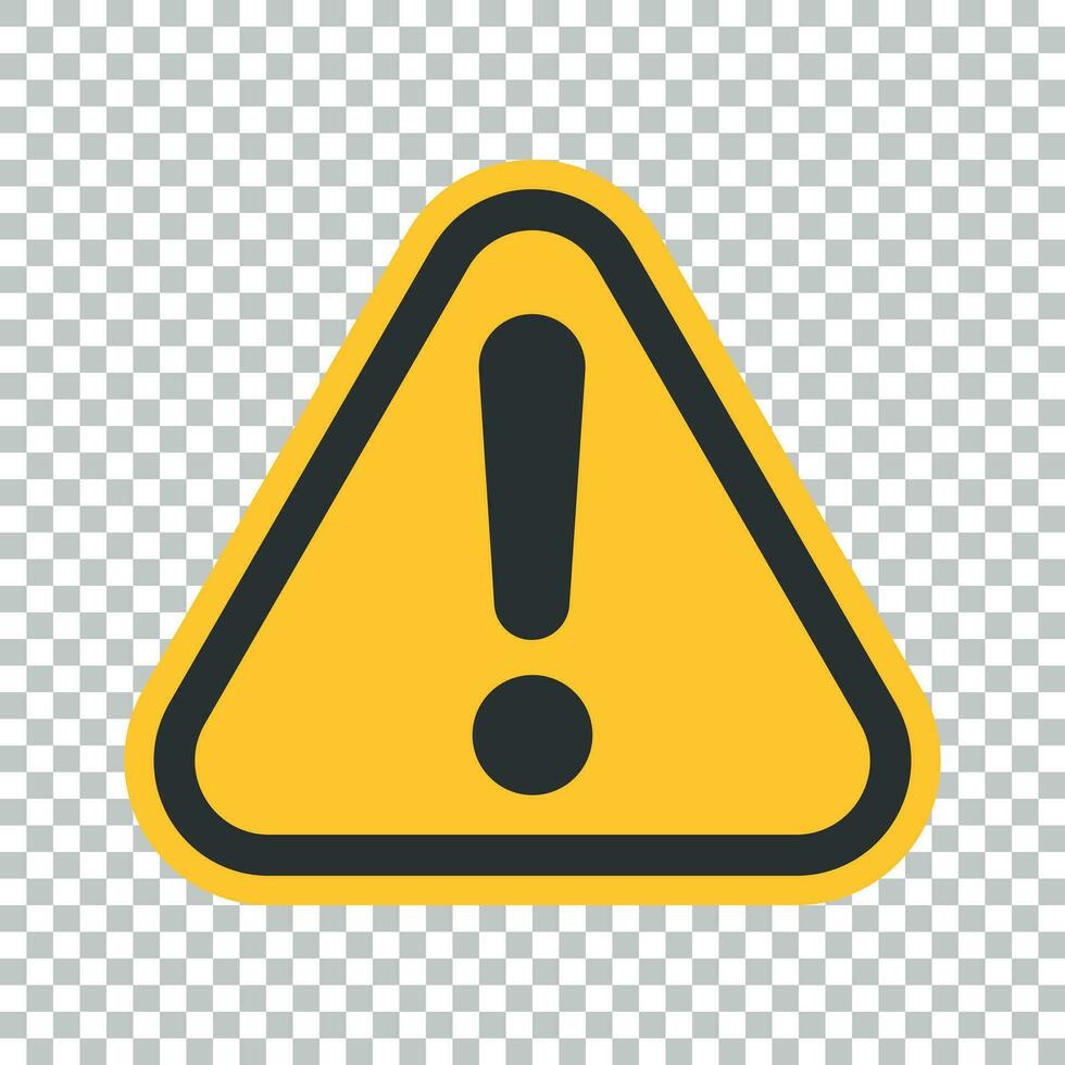 Exclamation mark icon in flat style. Danger alarm vector illustration on isolated background. Caution risk business concept.