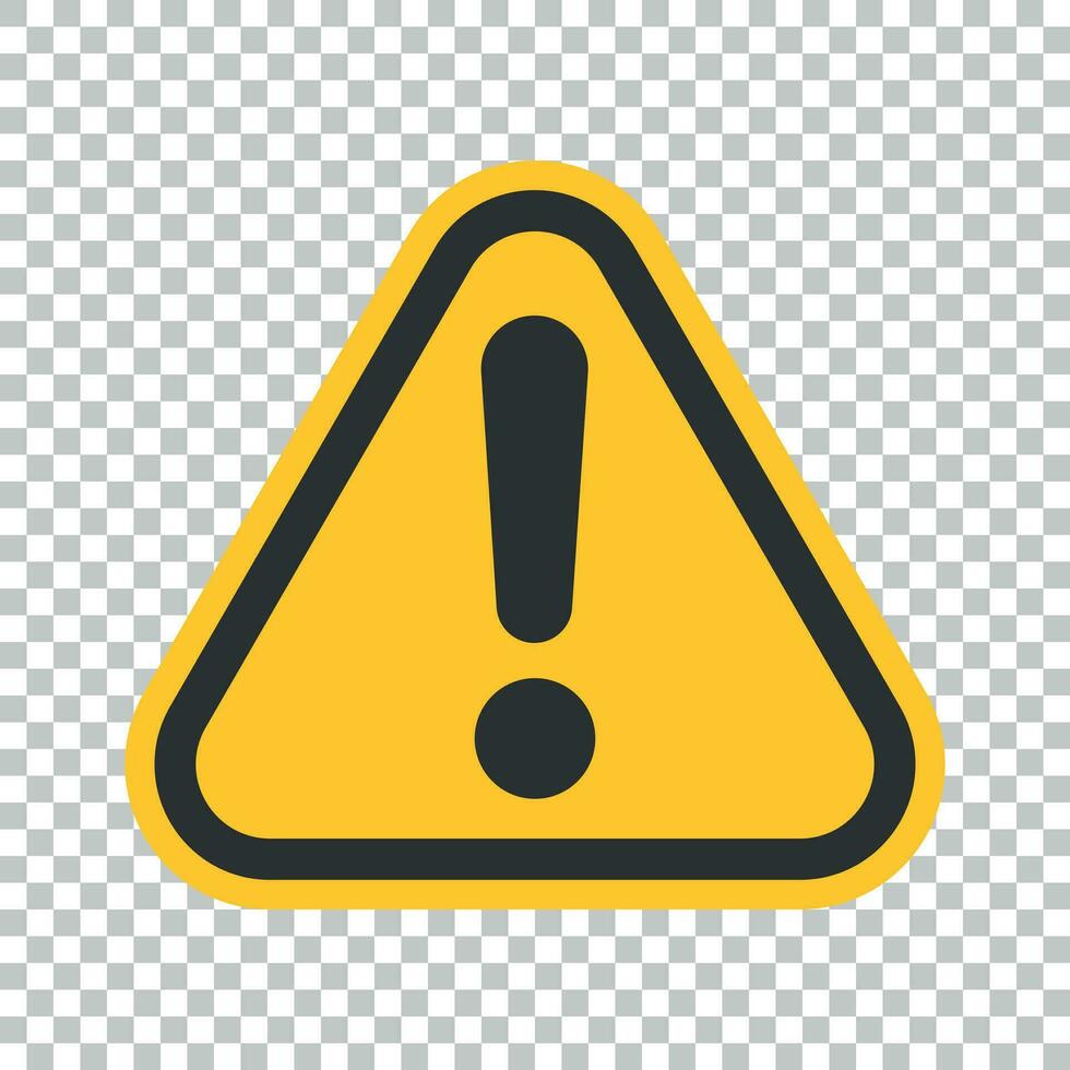 Exclamation mark icon in flat style. Danger alarm vector illustration on isolated background. Caution risk business concept.