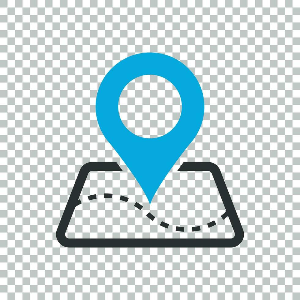 Pin map icon in flat style. Gps navigation vector illustration on isolated background. Target destination business concept.