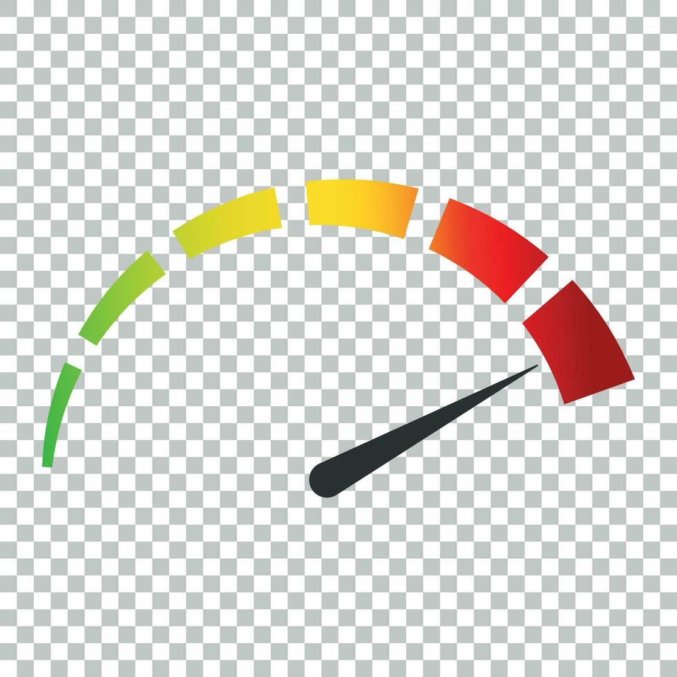 Meter dashboard icon in flat style. Credit score indicator level vector illustration on isolated background. Gauges with measure scale business concept.