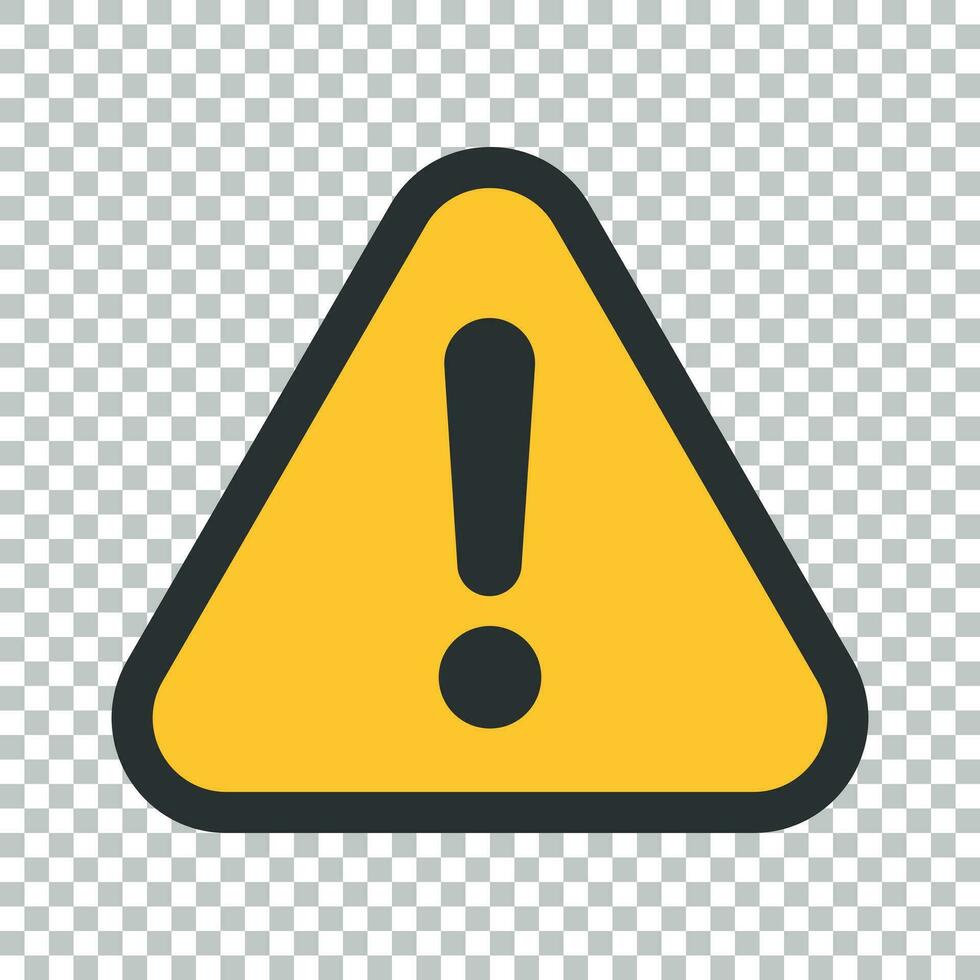 Exclamation mark icon in flat style. Danger alarm vector illustration on isolated background. Caution risk business concept.
