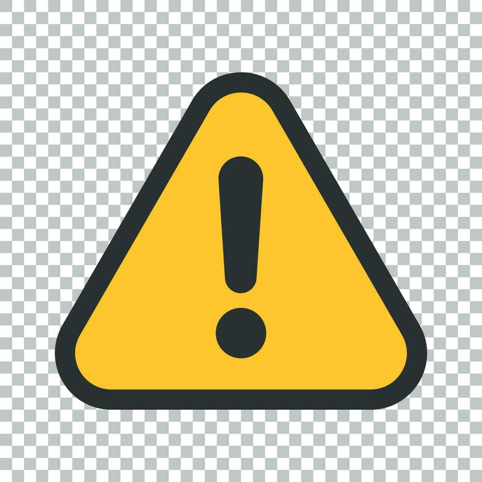 Exclamation mark icon in flat style. Danger alarm vector illustration on isolated background. Caution risk business concept.