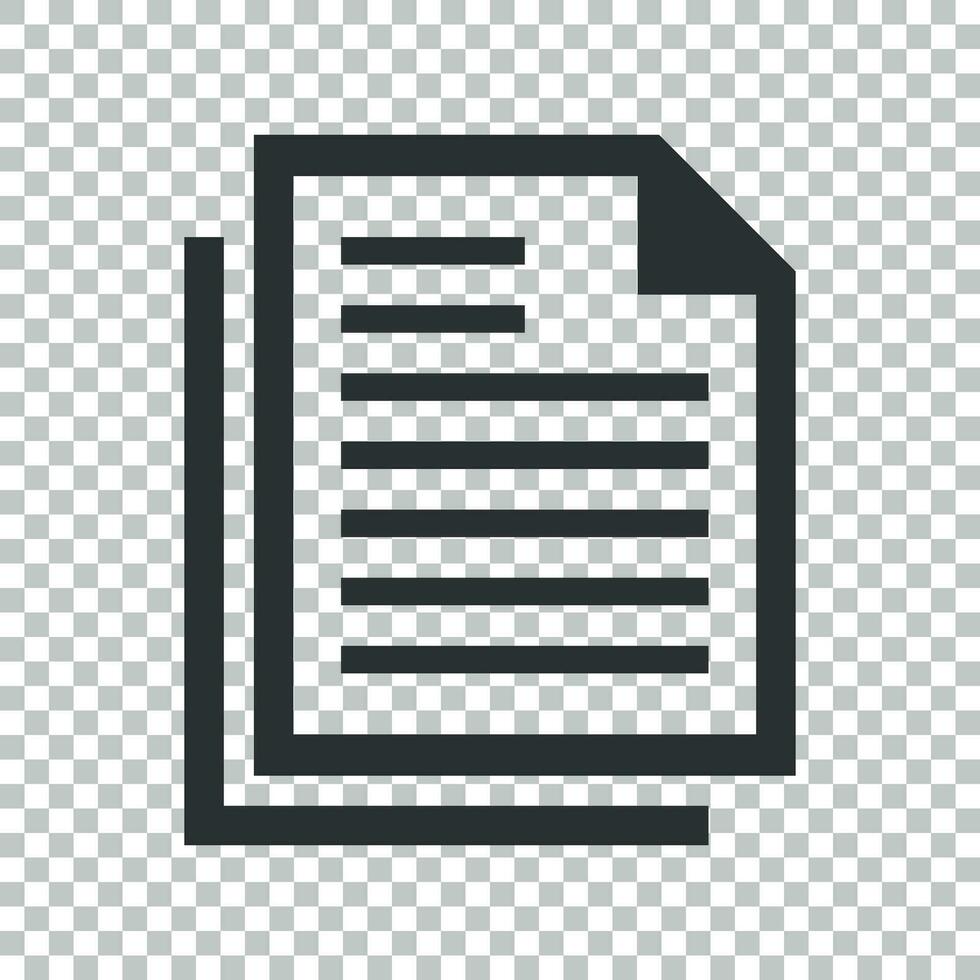 Document note icon in flat style. Paper sheet vector illustration on isolated background. Notepad document business concept.