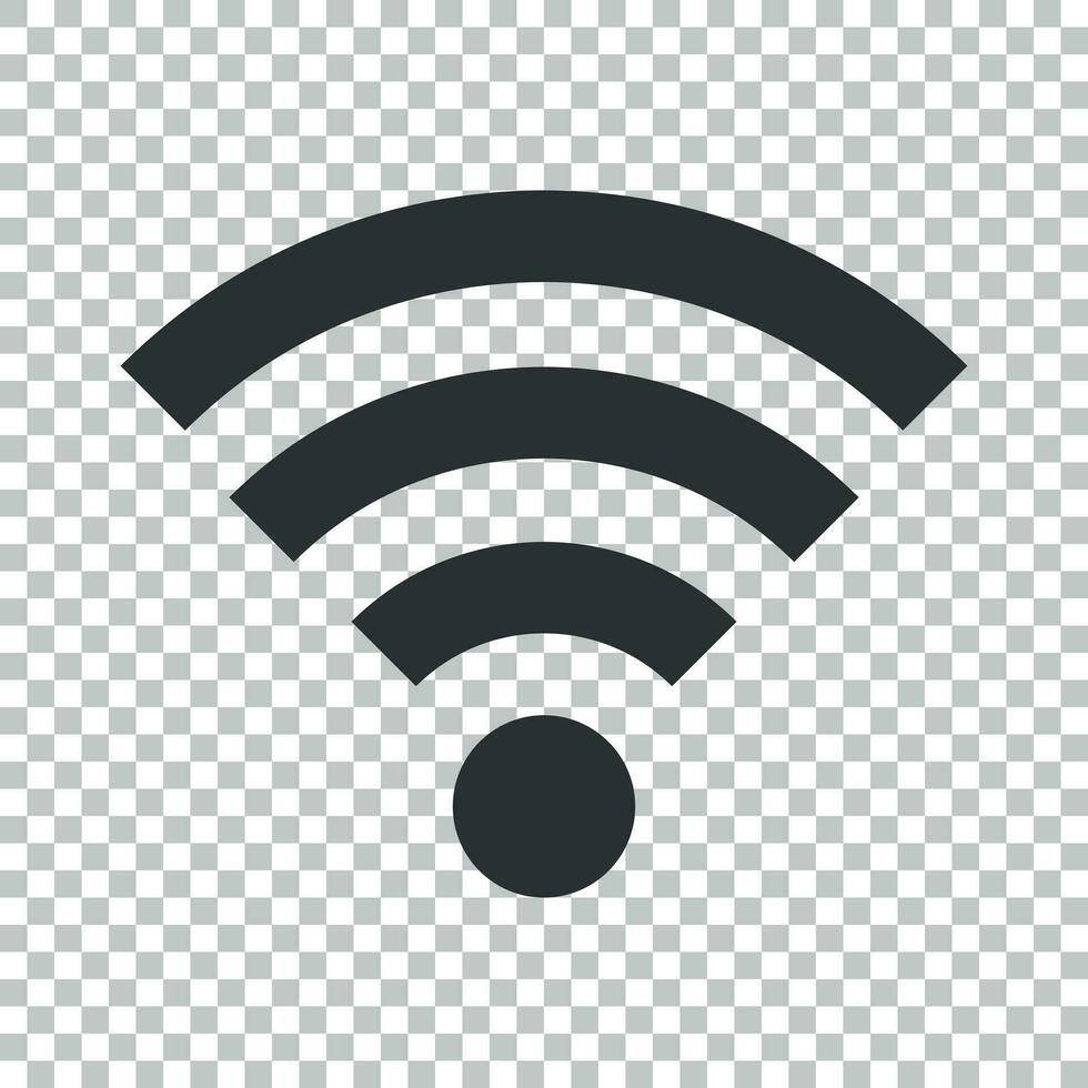 Wifi internet sign icon in flat style. Wi-fi wireless technology vector illustration on isolated background. Network wifi business concept.