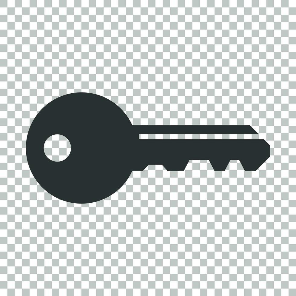 Key icon in flat style. Access login vector illustration on isolated background. Password key business concept.