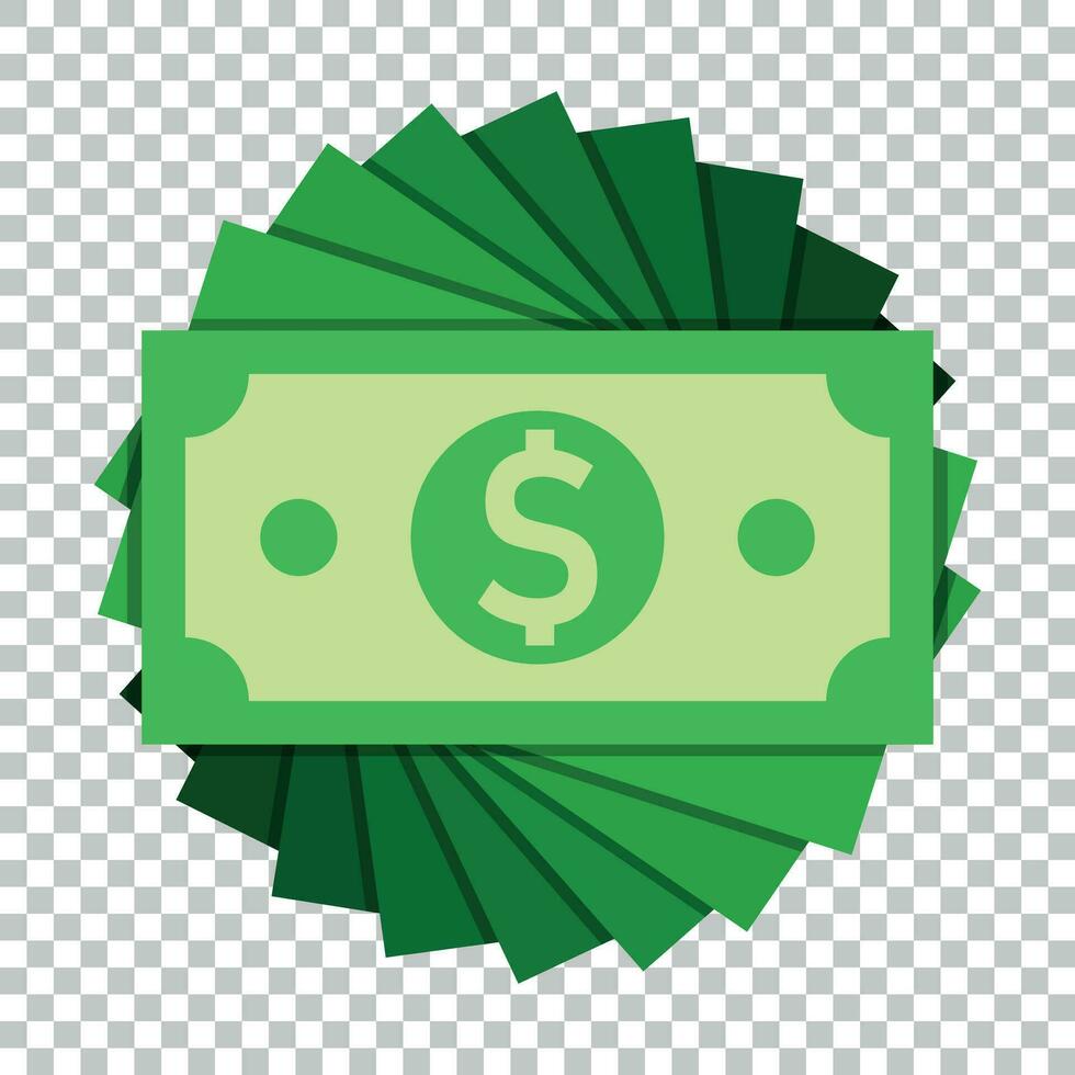 Dollar currency banknote icon in flat style. Dollar cash vector illustration on isolated background. Banknote bill business concept.