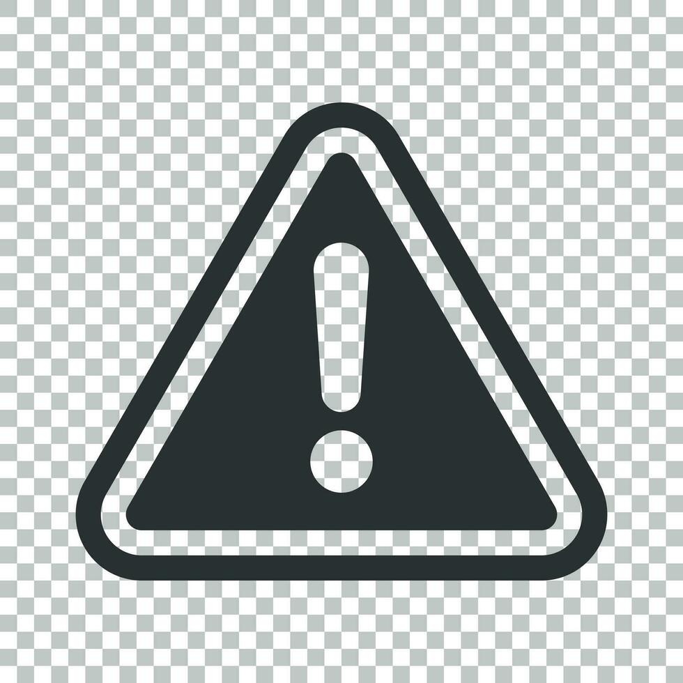 Exclamation mark icon in flat style. Danger alarm vector illustration on isolated background. Caution risk business concept.