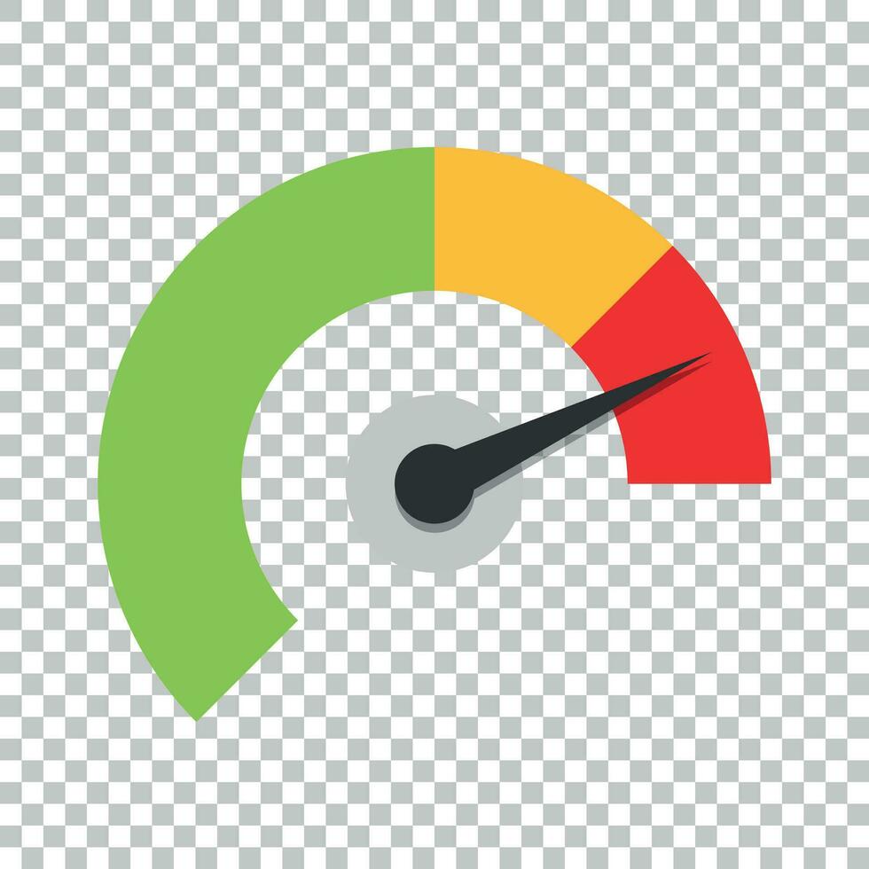 Meter dashboard icon in flat style. Credit score indicator level vector illustration on isolated background. Gauges with measure scale business concept.