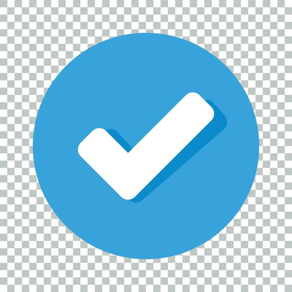 Check mark icon in flat style. Ok, accept vector illustration on isolated background. Tick business concept.