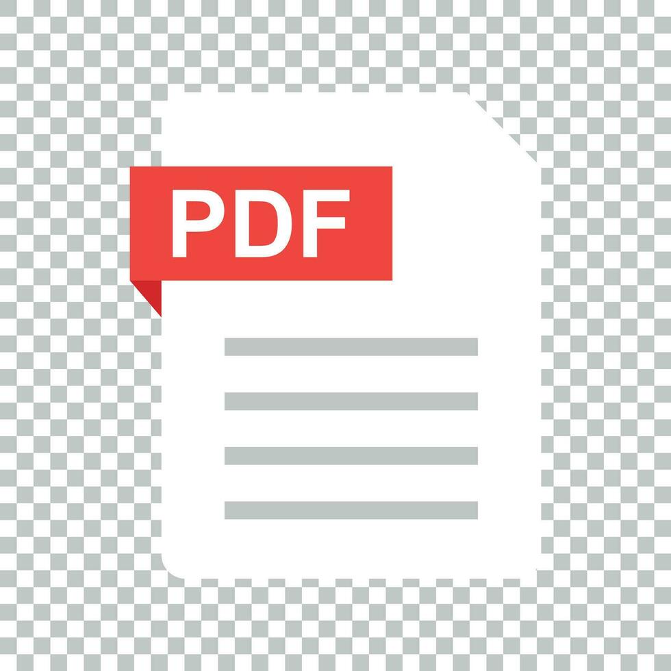 Pdf document note icon in flat style. Paper sheet vector illustration on isolated background. Pdf notepad document business concept.