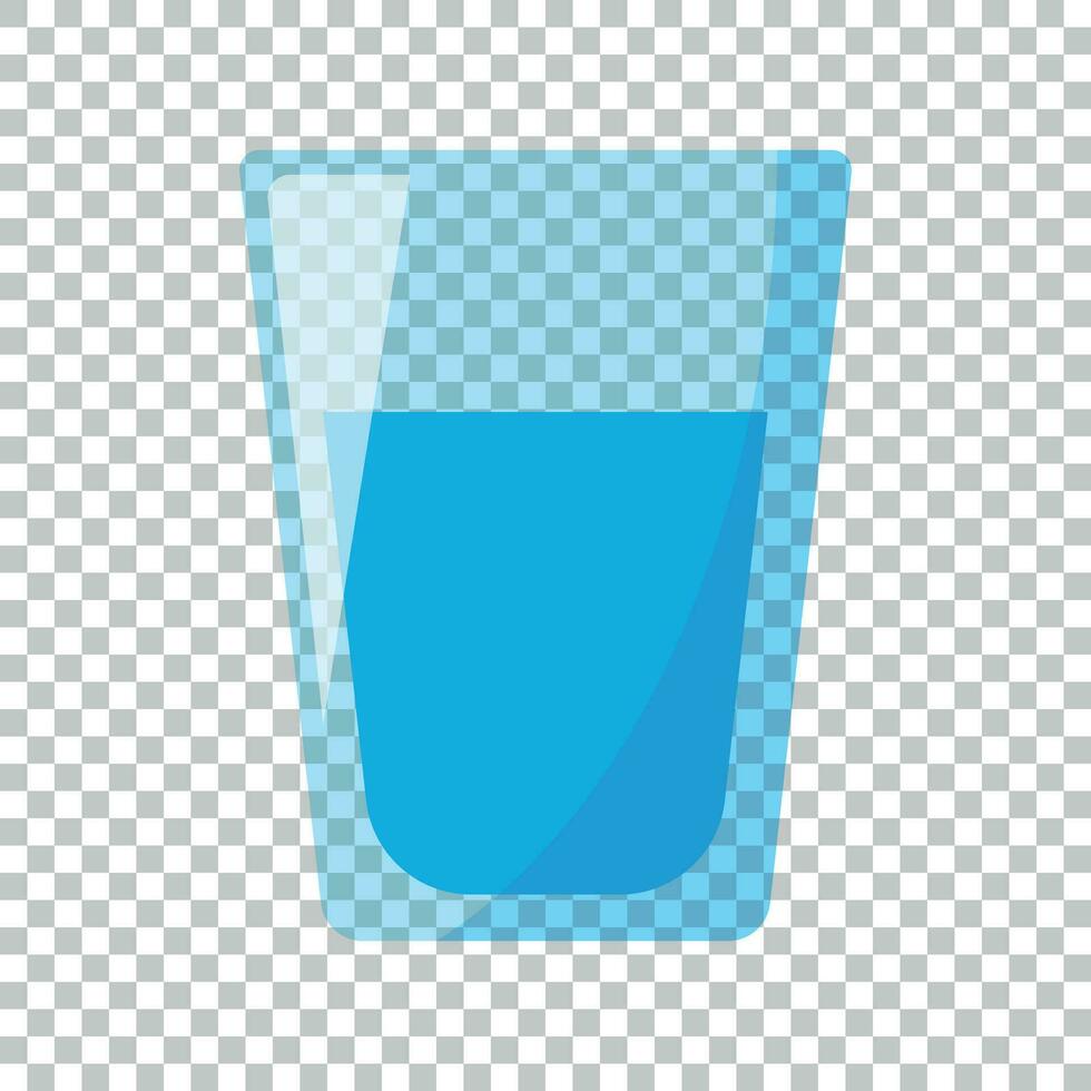 Water glass icon in flat style. Soda glass vector illustration on isolated background. Liquid water business concept.