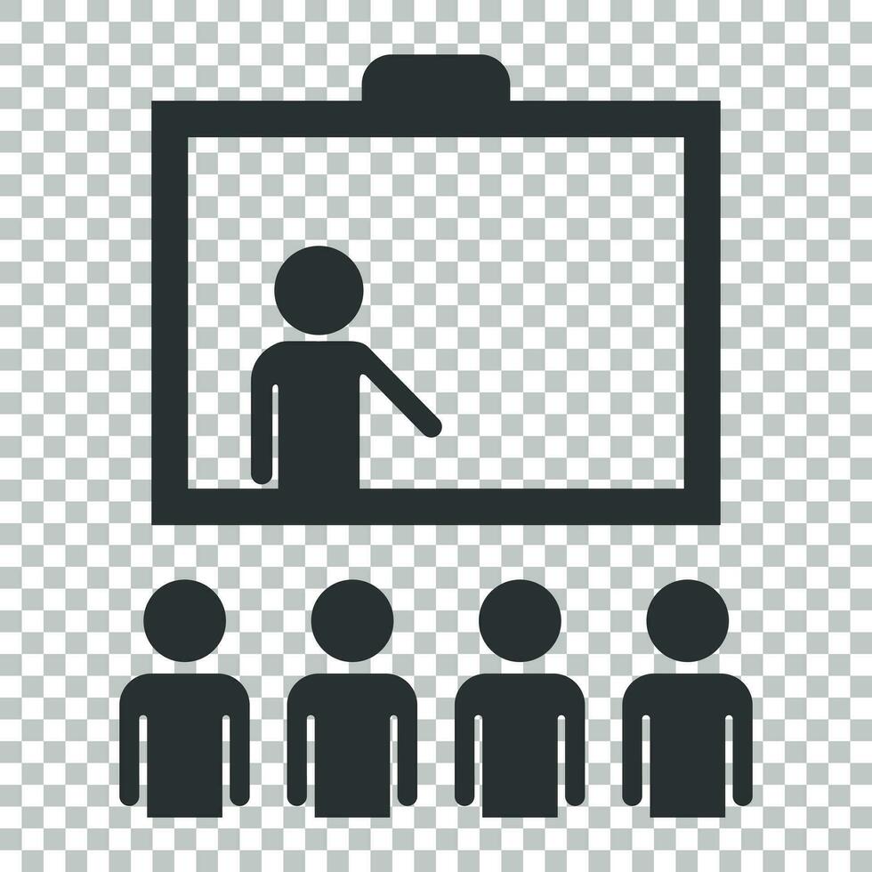Training education icon in flat style. People seminar vector illustration on isolated background. School classroom lesson business concept.