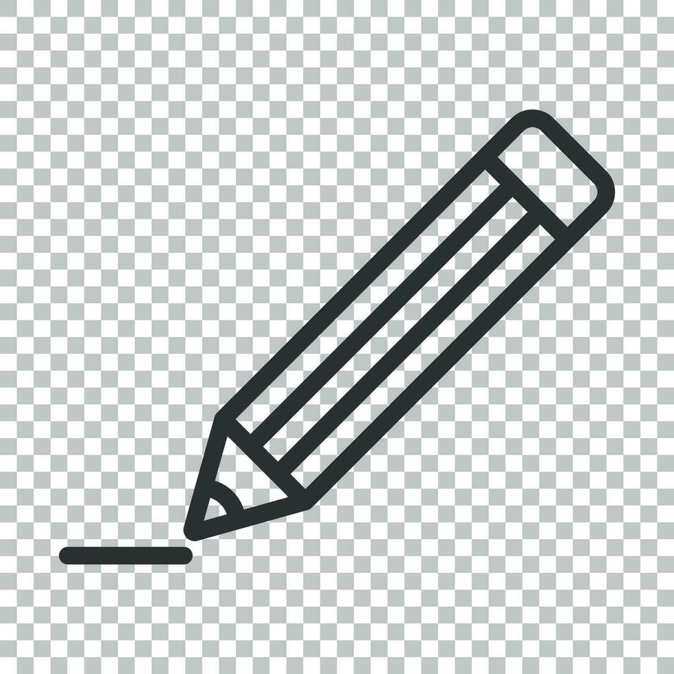 Pencil with rubber eraser icon in flat style. Highlighter vector illustration on isolated background. Pencil business concept.